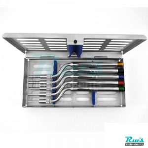 5 Pcs Osteotome Set Angled Osteotomy Concave Sinus Implant Lift with Sterlization Tray