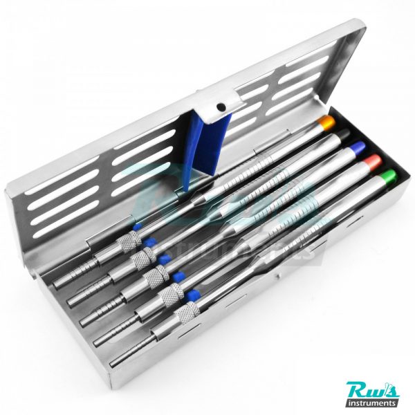 5 Pcs Osteotome Set Osteotomy Concave Sinus Implant Lift with Sterlization Tray