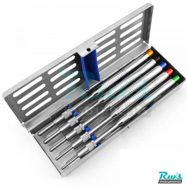 5 Pcs Osteotome Set Osteotomy Convex Sinus Implant Lift with Sterlization Tray