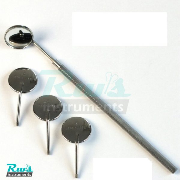 Dental Tooth Mirror Handle 1 Holder + 4 Mirrors No.4 Dentist mirror mouth