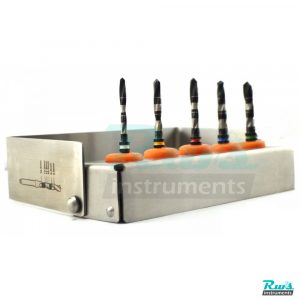 Dental Implant DRILLS KIT 5 Pcs Black Titanium Coated with FREE Bur Holder