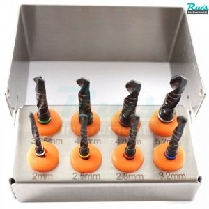 Dental Implant DRILLS KIT 8 Pcs Black Titatnium Coated with FREE Bur Holder