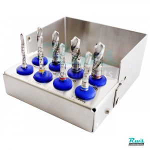 Dental Implant DRILLS KIT 8 Pcs Polished 3 Flute with FREE Bur Holder