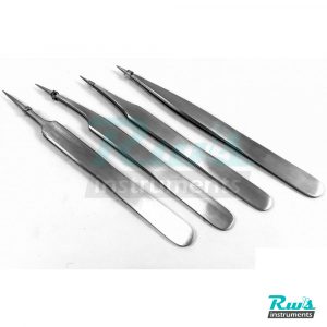 Set 4 tweezers No. 2,3C,5,7 splinter laboratory microscopy surgical jewelry