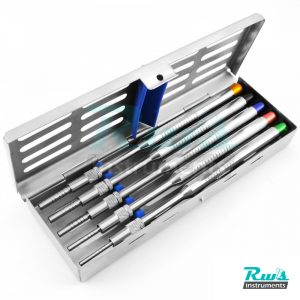 5 Pcs Osteotome Set Osteotomy Concave Sinus Implant Lift with Sterlization Tray