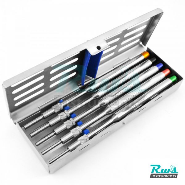 5 Pcs Osteotome Set Osteotomy Concave Sinus Implant Lift with Sterlization Tray