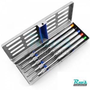 5 Pcs Osteotome Set Osteotomy Convex Sinus Implant Lift with Sterlization Tray