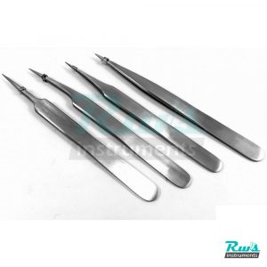 Set 4 tweezers No. 2,3C,5,7 splinter laboratory microscopy surgical jewelry