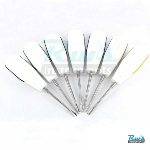 7 Pcs Set white Dental Root Elevators Oral Surgery PDL Luxating Tooth Loosening